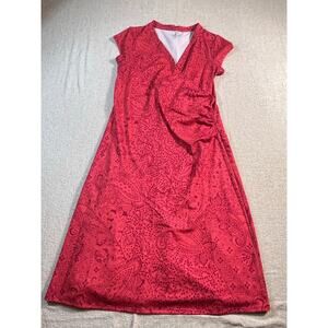 Athleta Women’s Small Red Floral Print Midi Wrap Short-Sleeve Performance Dress